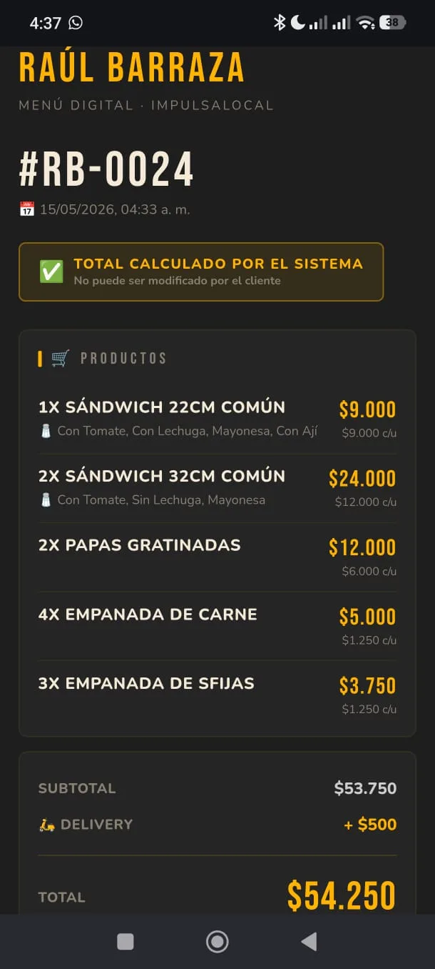 Comanda digital verificada